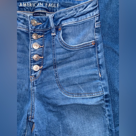 American Eagle Super High Rise Flare Jeans Womens 4 R Regular Stretch Y2K Style - Picture 7 of 15